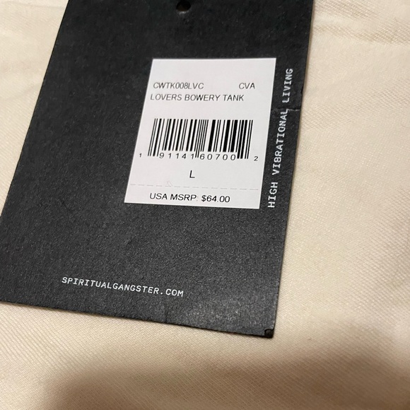 Spiritual Gangster Lovers Club Muscle Tank NWT Large Cream Red Graphic MSRP $64 - Picture 3 of 4